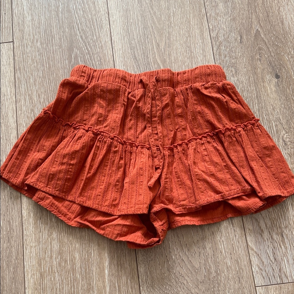 SHEIN Burnt Orange Ruffle Shorts
